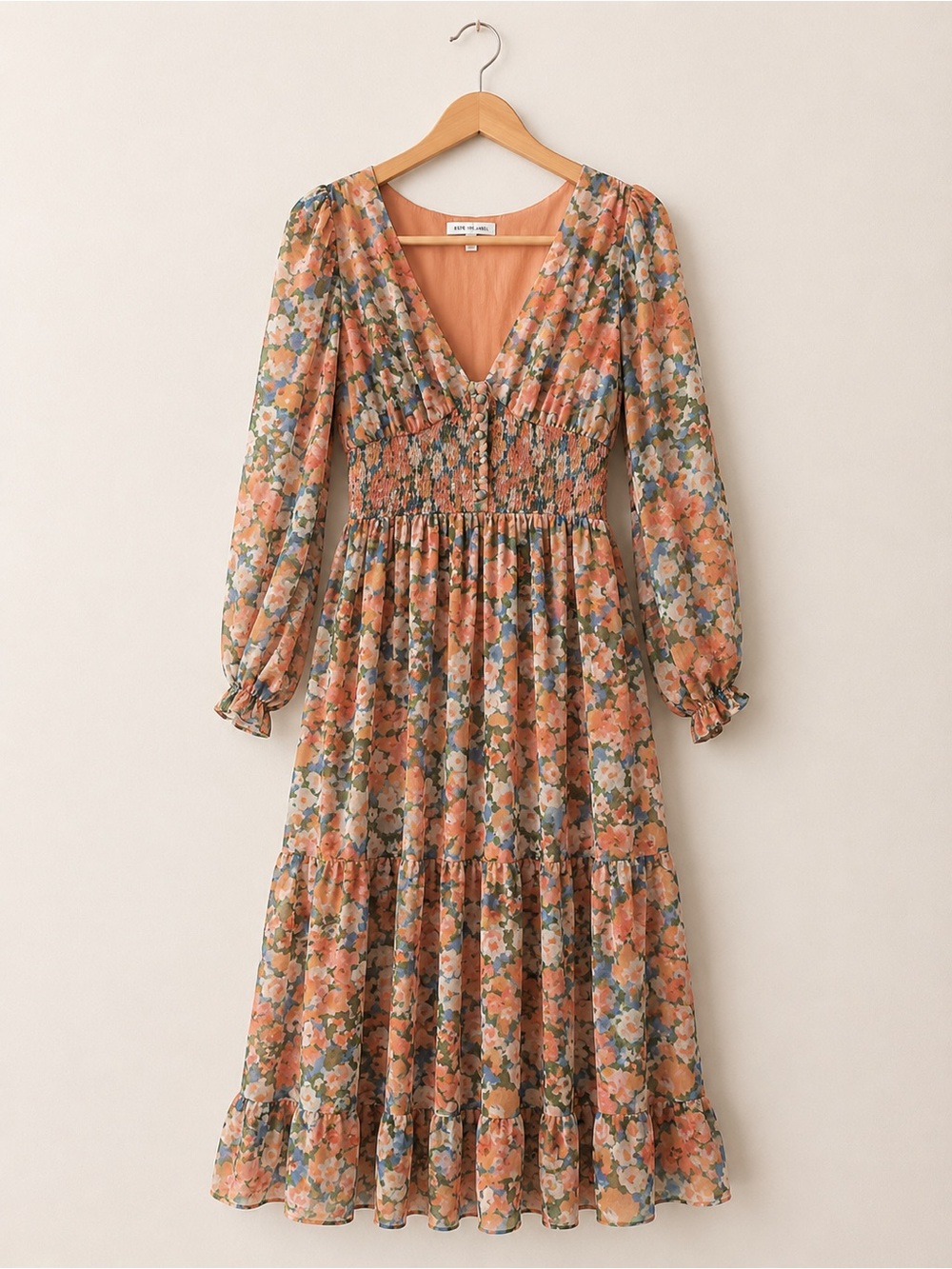 Patrons of Peace Floral Smocked Maxi Dress Boho Cottagecore Medium - Picture 2 of 5